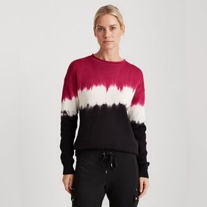Lauren Ralph Lauren Pink Black Color-Blocked Cotton Womens Sweater Size Medium